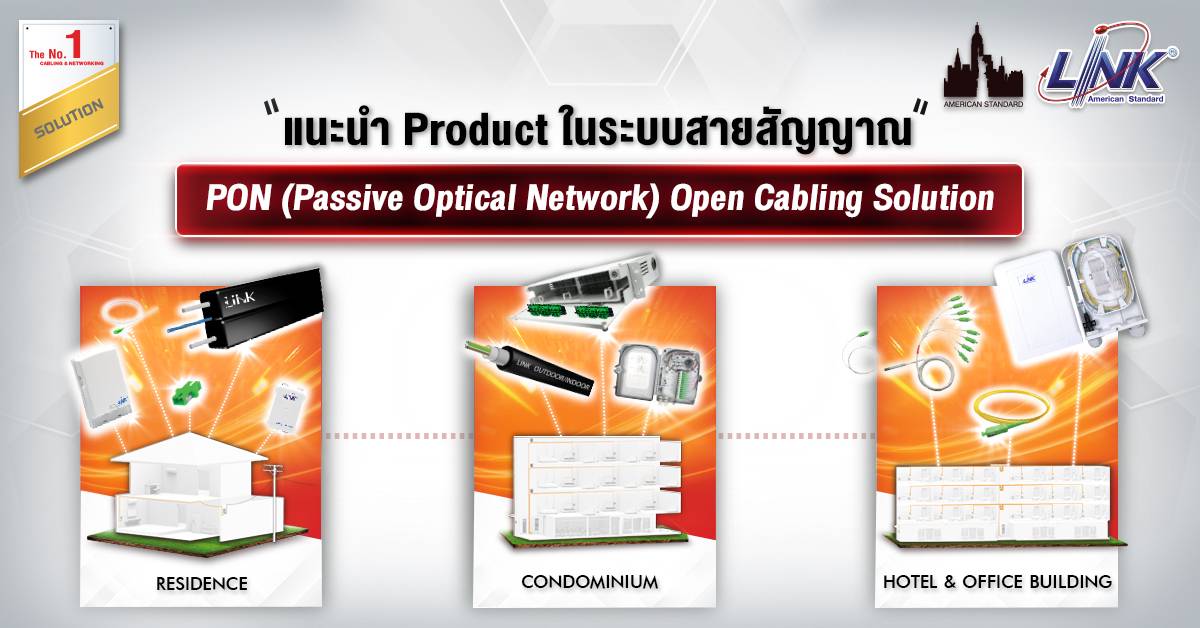 แนะนำ Product ในระบบสายสัญญาณ PON (Passive Optical Network) Open Cabling Solution : RESIDENCE / CONDOMINIUM / Hotel & Office Building